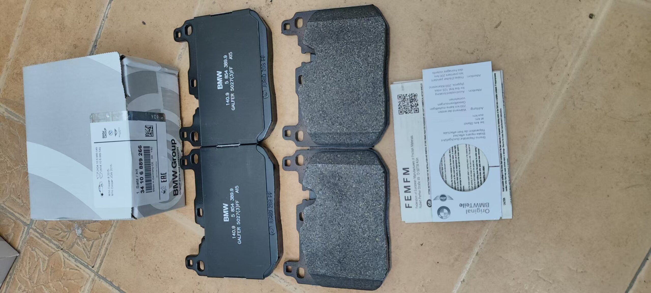 e60c65bad53952847aab573435cc8d8 34106889266 BMW F48 F55 F56 Front Wheel Brake Pad Set 34106884224 34106860020 - Image 1