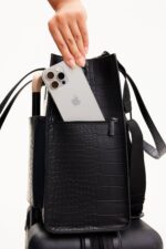 The Large Work Tote in Black Croc - Image 8