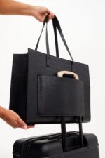 The Large Work Tote in Black Croc - Image 11