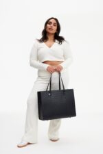 The Large Work Tote in Black Croc - Image 5